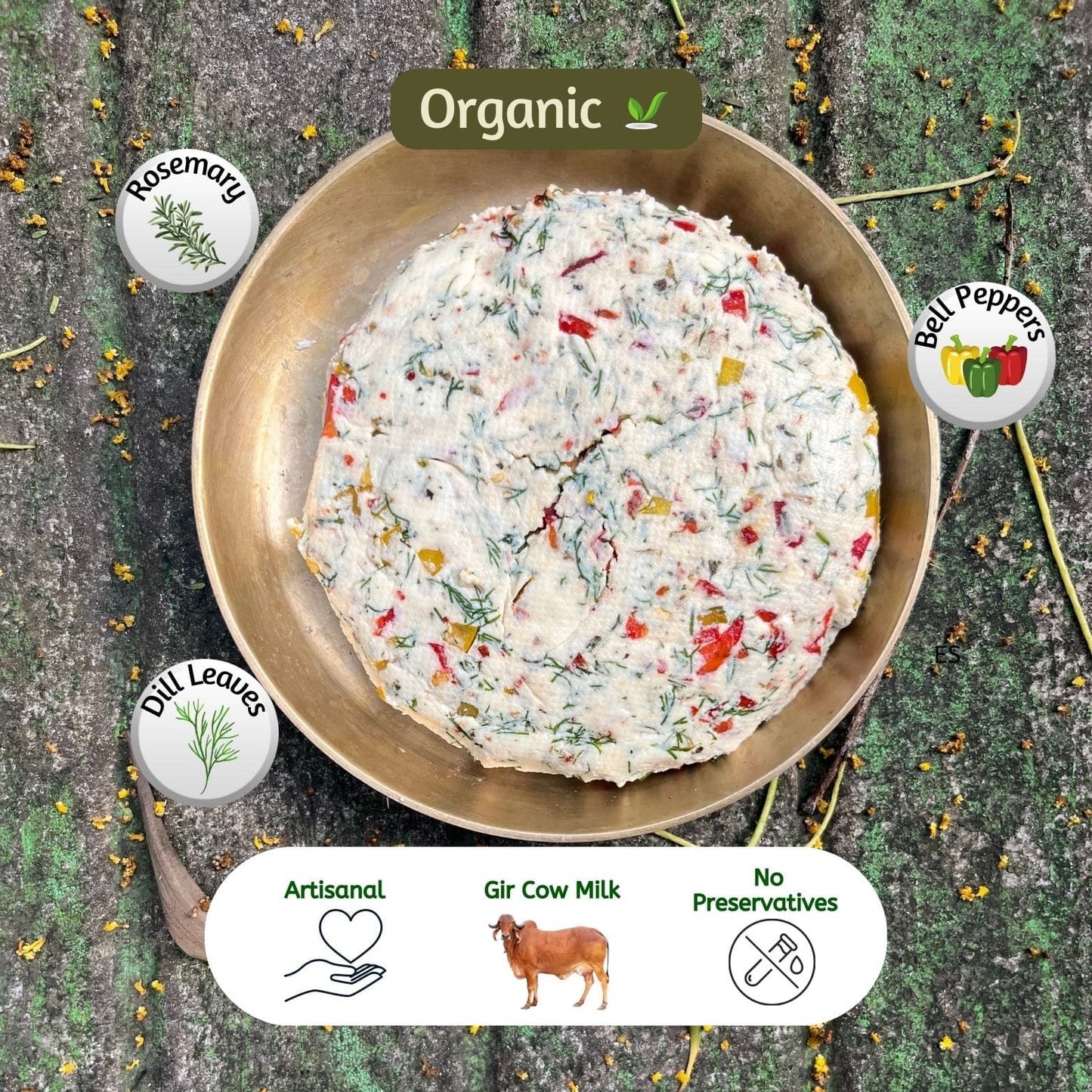 organic A2 Artisanal Paneer Herbed - Online store for organic products in Bangalore - Native Dairy | Native Dairy & Eggs