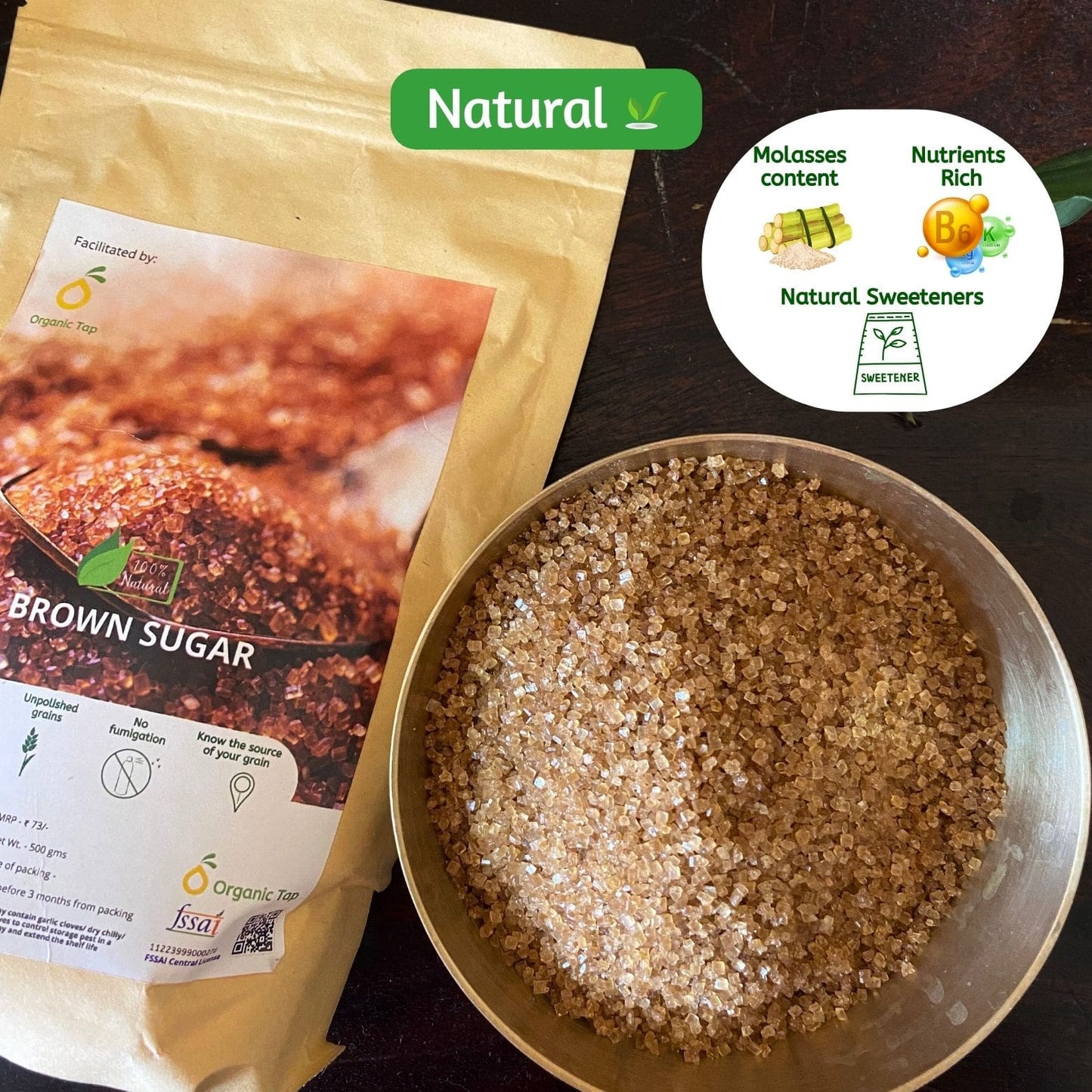 organic Organic Brown Sugar - Natural Sweetener 500 g - Online store for organic products in Bangalore - Groceries |